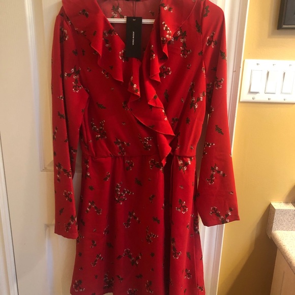 Vera Moda Printed flower red dress - Picture 3 of 3